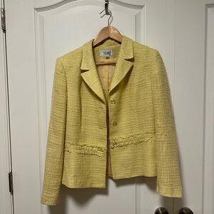 Le Suit Butter Yellow Textured Blazer